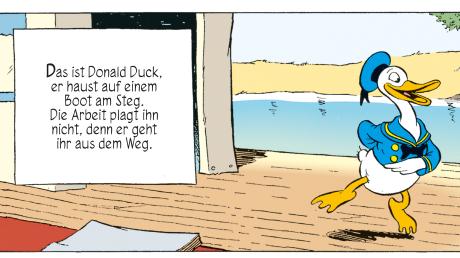 1934 sah Donald Duck noch etwas anders aus. Dieses Panel erschien in einem Comic, der infolge und auf Grundlage des Films "The Wise Little Hen" entstand. Er ist im "Donald Duck 90 Magazin" abgebildet.