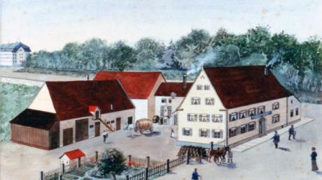 Die „Liere-Brui“ auf einem Gemälde von 1909. Im Hintergrund steht das Schloss von Lierheim.