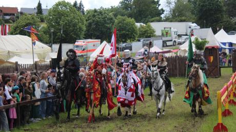 Highlight des Mittelalterspektakels in Harburg ist das Ritterturnier, in dem die Teilnehmer um den Thron kämpfen.