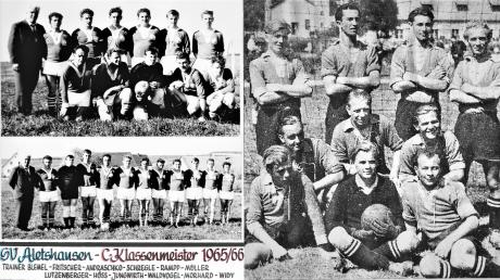 Die Archivbilder zeigen die C-Klassenmeister 1966 (links) und die Gründungsmannschaft 1949 (rechts)