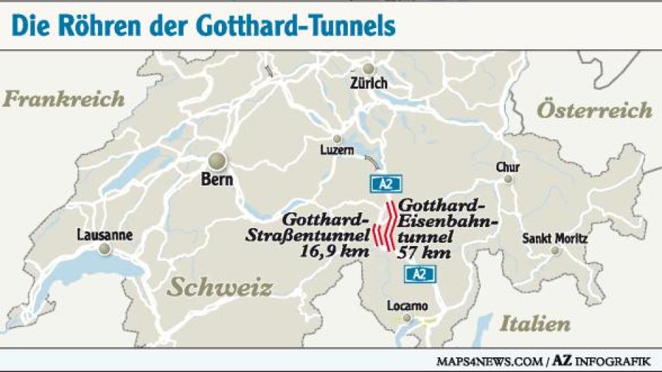 Gotthard-Tunnel: Schweiz baut zweiten Straßentunnel | Augsburger Allgemeine