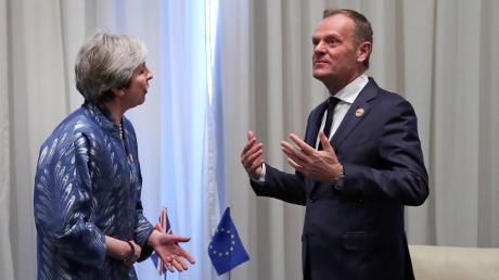 Alles nur noch eine Terminfrage? Die britische Premierministerin Theresa May und EU-Ratspräsident Donald Tusk. Wann Großbritannien aus der EU austritt, bleibt ungewiss.