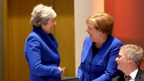 Premierministerin Theresa May und Bundeskanzlerin Angela Merkel in einem kurzen Moment der Freude. Viel zu lachen gab es im Ringen um den Brexit in den vergangenen Wochen nicht.